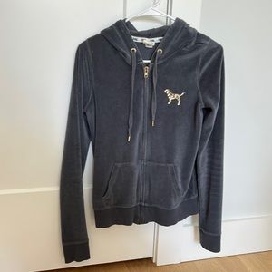 Vintage love pink velvet zip up sweatshirt